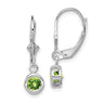Sterling Silver Rhodium Plated Round Peridot Leverback Earrings
