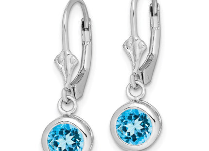 Sterling silver blue topaz drop earrings, alternate view