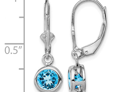 Sterling silver blue topaz drop earrings, further view