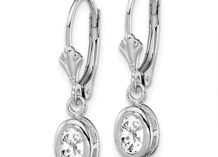 Sterling silver cubic zirconia oval drop earrings, alternate view