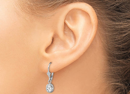 Sterling silver cubic zirconia oval drop earrings, another view
