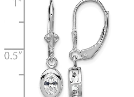 Sterling silver cubic zirconia oval drop earrings, further view