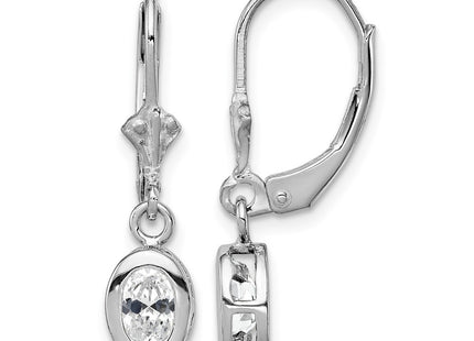 Sterling silver cubic zirconia oval drop earrings