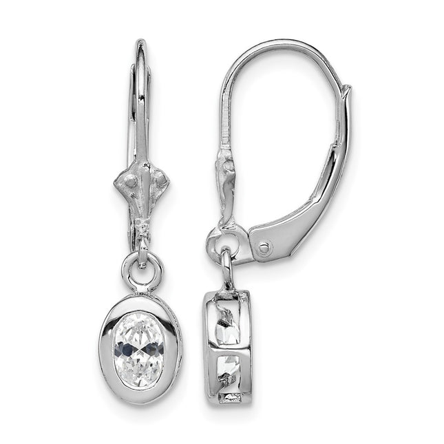 Sterling silver cubic zirconia oval drop earrings