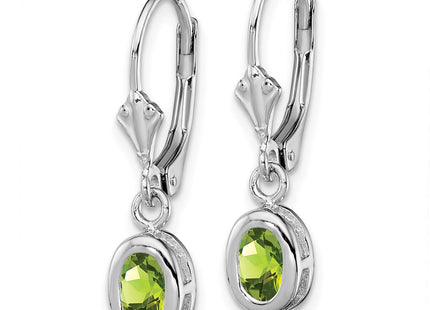 Sterling silver peridot oval drop earrings, alternate view
