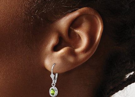 Sterling silver peridot oval drop earrings, another view