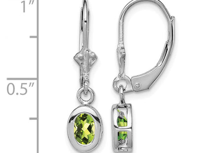 Sterling silver peridot oval drop earrings, further view