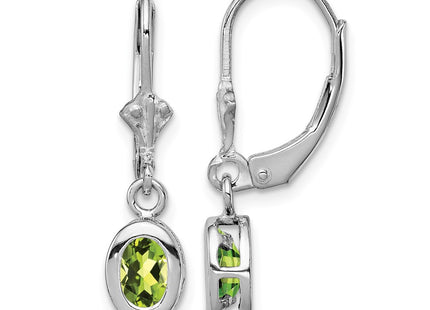 Sterling silver peridot oval drop earrings