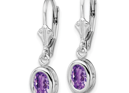 Sterling silver amethyst oval drop earrings, alternate view