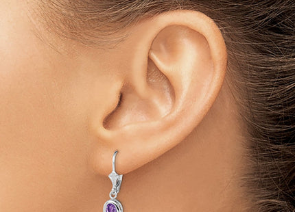 Sterling silver amethyst oval drop earrings, another view