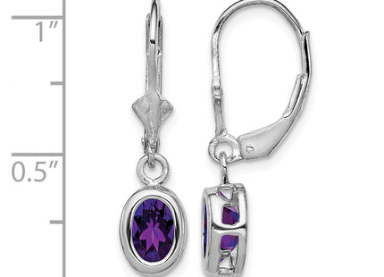 Sterling silver amethyst oval drop earrings, further view