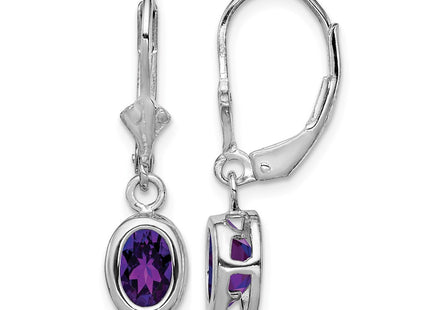 Sterling silver amethyst oval drop earrings