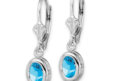 Sterling silver blue topaz oval drop earrings, alternate view