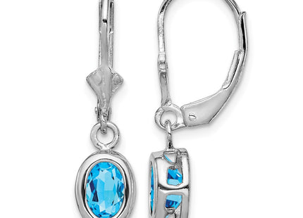 Sterling silver blue topaz oval drop earrings
