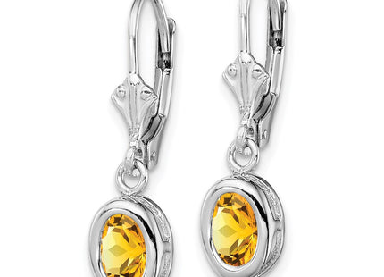 Sterling silver citrine oval drop earrings, alternate view