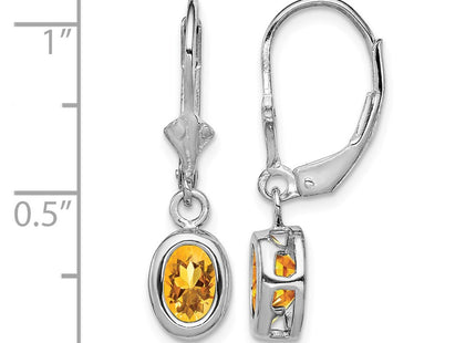 Sterling silver citrine oval drop earrings, further view