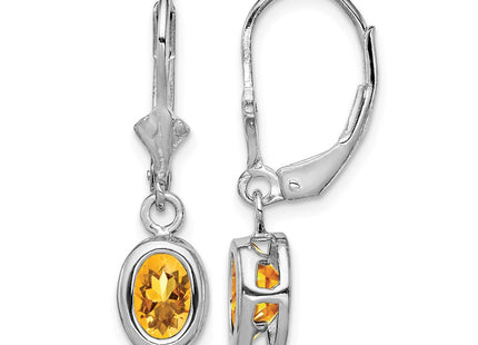 Sterling silver citrine oval drop earrings