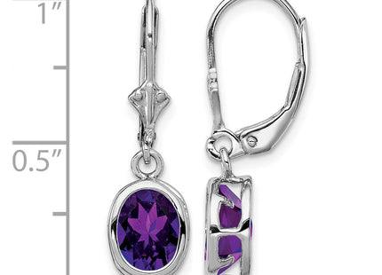 Sterling silver amethyst oval drop earrings, further view