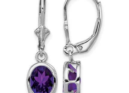 Sterling silver amethyst oval drop earrings