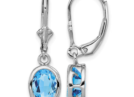 Sterling silver blue topaz oval drop earrings