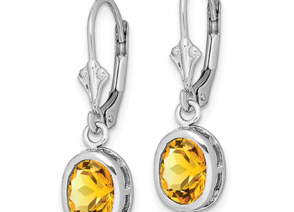 Sterling silver citrine oval drop earrings, alternate view