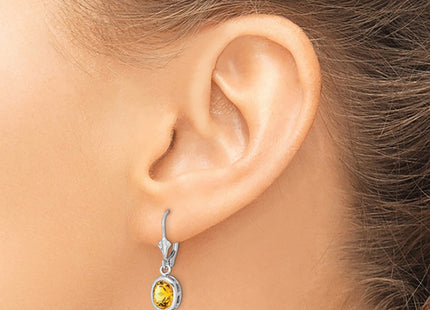 Sterling silver citrine oval drop earrings, another view