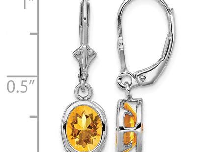 Sterling silver citrine oval drop earrings, further view