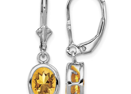 Sterling silver citrine oval drop earrings