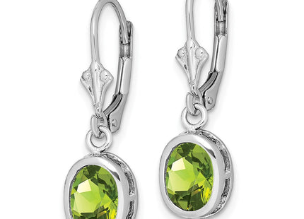 Sterling silver peridot oval drop earrings, alternate view