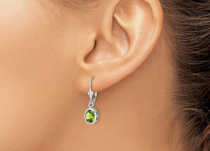 Sterling silver peridot oval drop earrings, another view