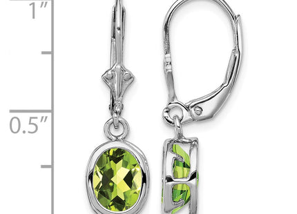 Sterling silver peridot oval drop earrings, further view