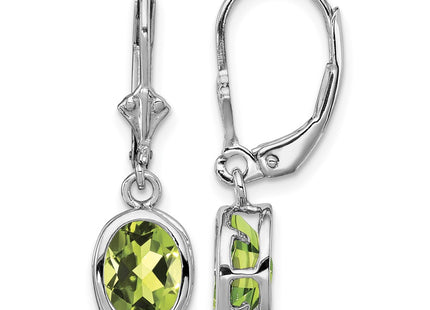 Sterling silver peridot oval drop earrings