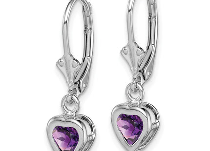Sterling silver amethyst heart drop earrings, alternate view