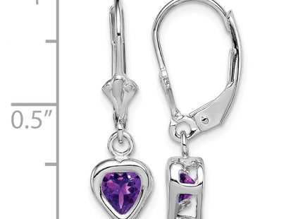 Sterling silver amethyst heart drop earrings, further view