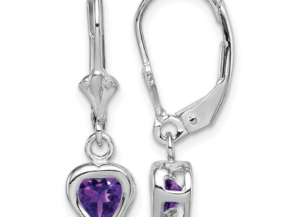Sterling silver amethyst heart drop earrings