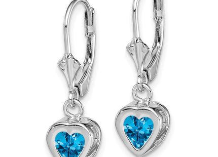 Sterling silver blue topaz heart drop earrings, alternate view