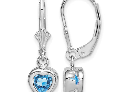 Sterling silver blue topaz heart drop earrings