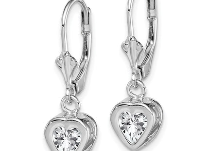Sterling silver cubic zirconia heart drop earrings, alternate view