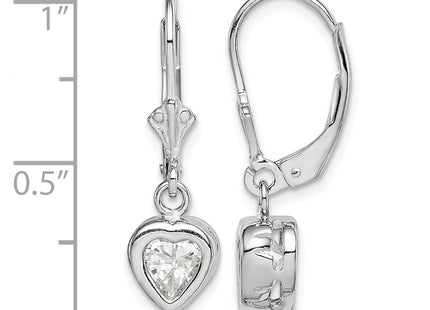 Sterling silver cubic zirconia heart drop earrings, further view