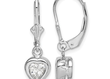 Sterling silver cubic zirconia heart drop earrings