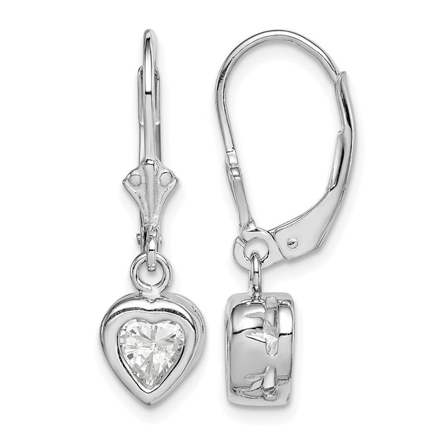 Sterling silver cubic zirconia heart drop earrings