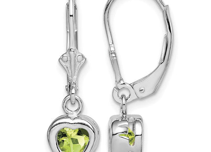 Sterling silver peridot heart drop earrings