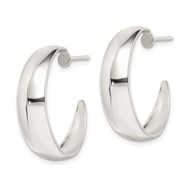 Sterling Silver Rhodium-plated Fancy J-Hoop Post Earrings, 23 x 23mm