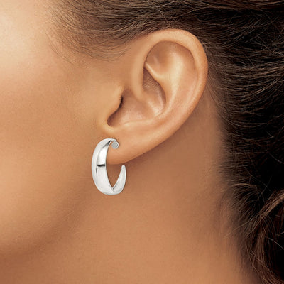 Sterling Silver Rhodium-plated Fancy J-Hoop Post Earrings, 23 x 23mm