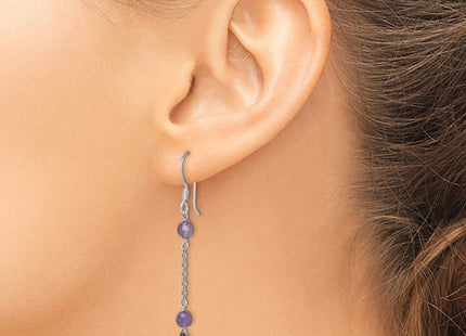 Sterling silver amethyst teardrop drop earrings, another view