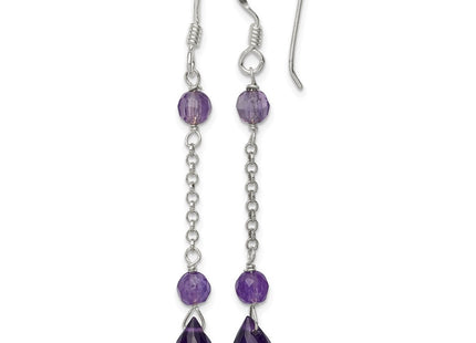 Sterling silver amethyst teardrop drop earrings