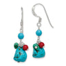 Sterling Silver Dyed Howlite/Turquoise/Red Coral Earrings