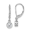 Sterling Silver Rhodium-plated Polished Round CZ Leverback Earrings