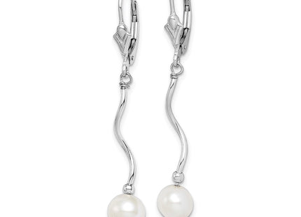 Sterling silver pearl drop earrings, alternate view