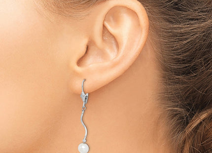 Sterling silver pearl drop earrings, another view